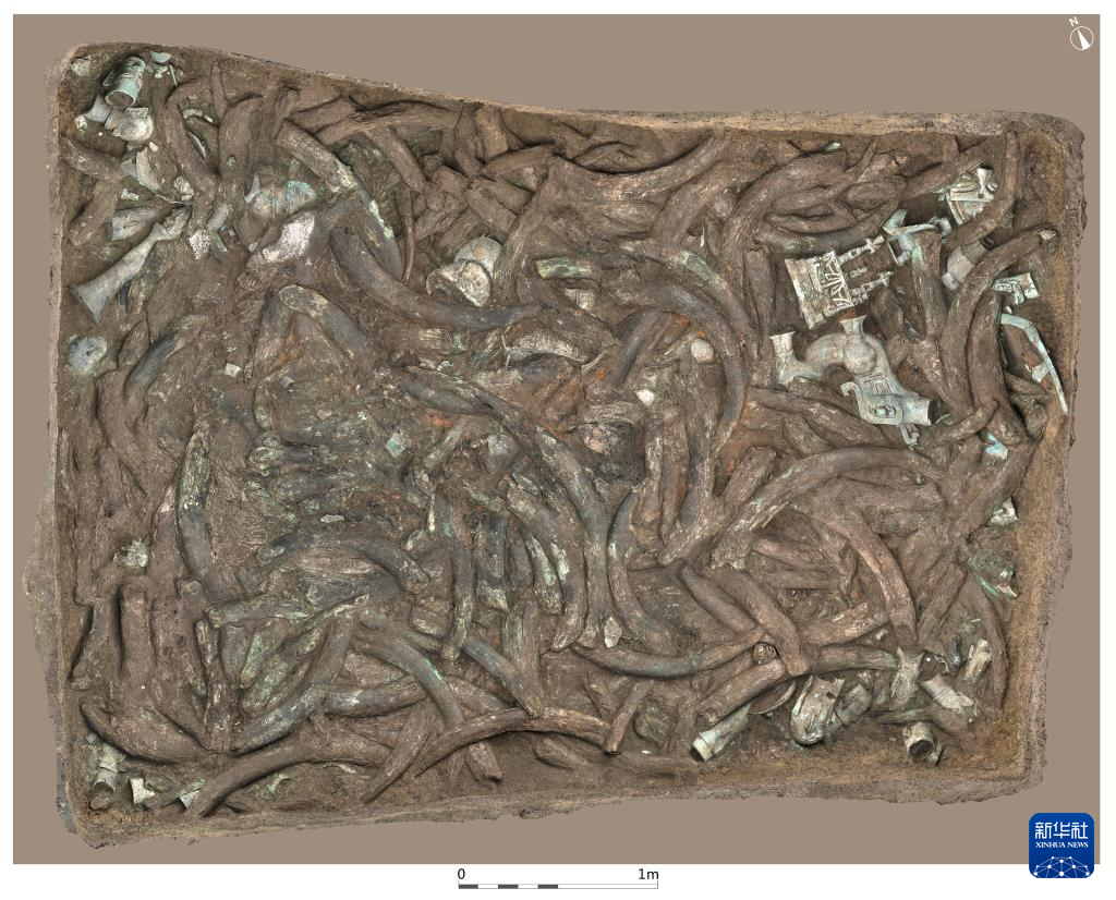 四川廣漢市三星堆商代遺址八號坑（資料圖）。