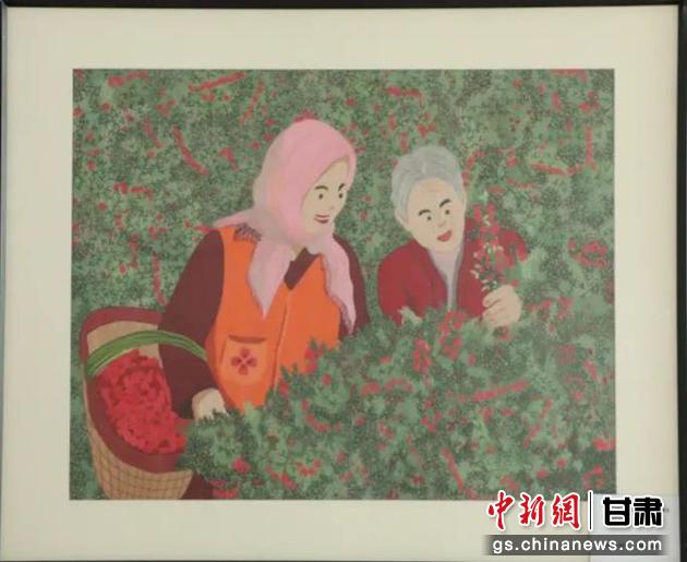 靖遠縣枸杞種植業(yè)帶動10多萬農(nóng)民脫貧致富。刺繡 王明風 繡稿 胡靜