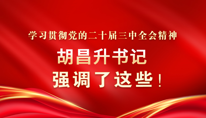 圖解|學(xué)習(xí)貫徹黨的二十屆三中全會(huì)精神 胡昌升書記強(qiáng)調(diào)了這些！